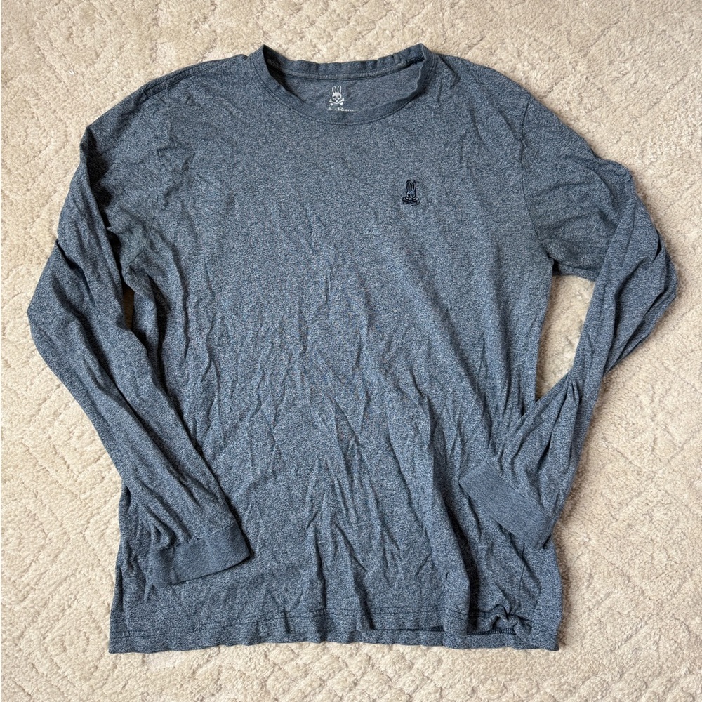 Psycho Bunny Mens Taylor Pique Long Sleeve Tee, Blue, Size 7